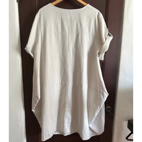 MINIBEE | Cotton Linen Blend Lagenlook Free-Size Dress with Exaggerated Pockets - Picture 5 of 5
